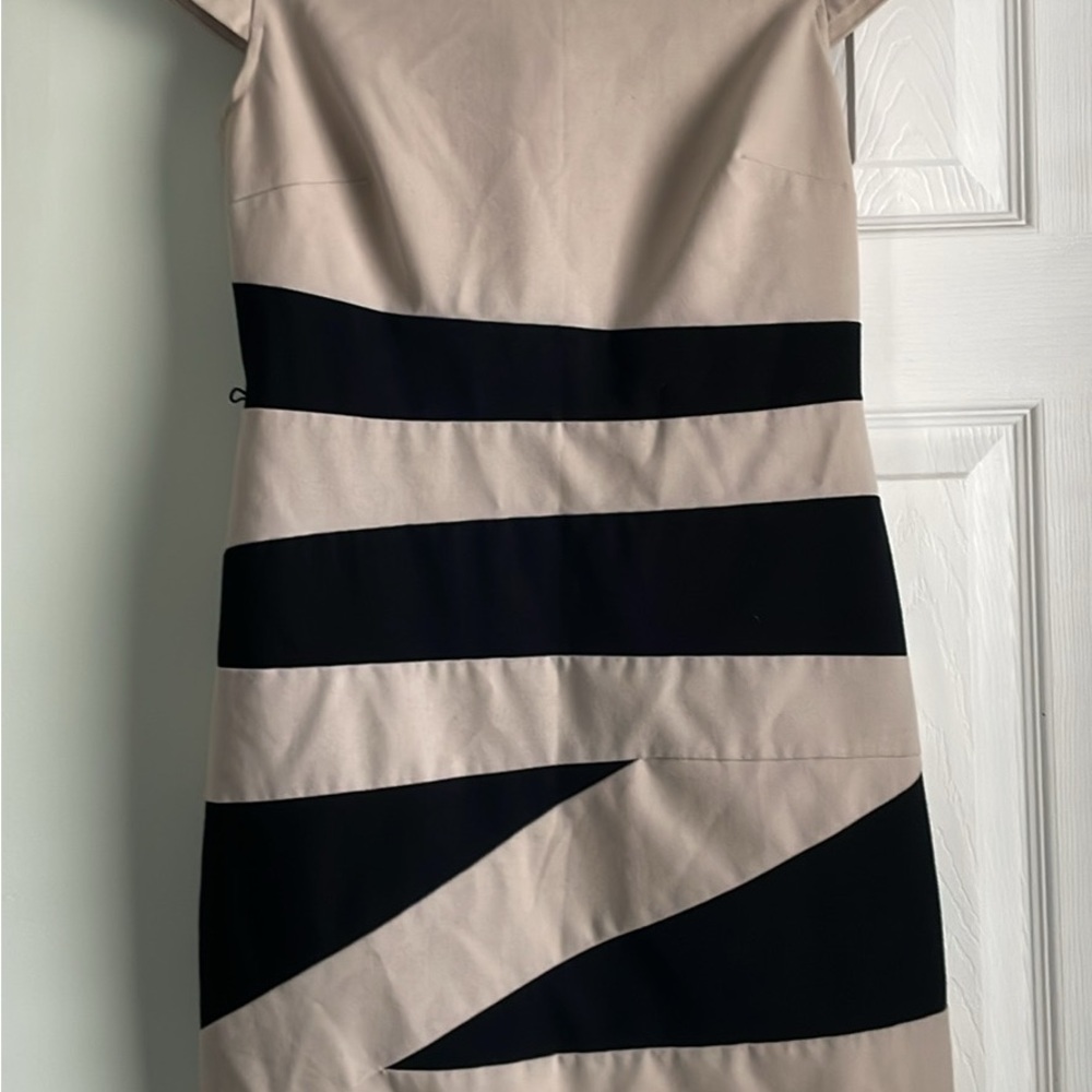 Alyx Cream and Black Asymmetrical Bodycon Mini Dress